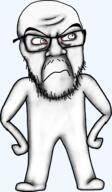 angry arm closed_mouth full_body glasses manlet soyjak stubble variant:feraljak // 1415x2418 // 1.6MB