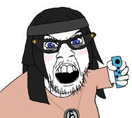 angry avengers beanie clothes female glasses hair holding_object merge necklace soyjak variant:feraljak variant:soytan video_game // 1021x908 // 26.8KB