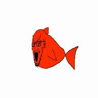 angry animal bloodshot_eyes crying ext=mp4 fish glasses large_eyebrows open_mouth orange_skin rapapa song soyjak spinning stretched_chin stretched_mouth stubble variant:soyak // 308x308, 10.4s // 819.2KB