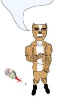 angry animal animal_ears baby blood buff closed_mouth decapitation dog full_body glasses gore lips muscles pacifier pitbull small_eyes soyjak stubble subvariant:unbotheredchud variant:chudjak variant:gapejak // 972x1600 // 178.2KB