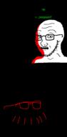 2soyjaks glasses glowing invisible meeting no_face poopson red red_glasses red_stubble scared shocked stubble subvariant:soyak_(concerned) variant:no_facey_wojak variant:soyak // 720x1464 // 99.5KB
