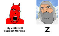 angry beard demon glasses god grey_hair hair horn irl_background open_mouth red_skin russia russo_ukrainian_war satan sky soyjak stubble text ukraine variant:cobson white_skin z_(russian_symbol) // 816x500 // 63.1KB