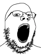 1soyjaks bald beard glasses meta:not_oc mouth_open no_ears no_eyebrows no_forehead_lines nose open_mouth stubble teeth variant:gapejak white_background // 480x640 // 57.3KB