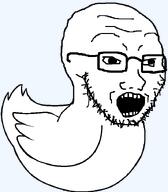 animal duck glasses open_mouth raised_eyebrow raised_eyebrows series:animaljaks series:fusionjaks soyjak stubble subvariant:smugquack teeth template transparent_background variant:soyak // 627x716 // 13.4KB