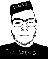 bald black_hat black_shirt clothes false glasses hat liar lying shirts soyjak stubble uncjak variant:uncjak white_background // 900x1117 // 109.0KB