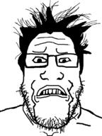 disgusted glasses hair palindrome_get soyjak stubble variant:markiplier_soyjak // 600x800 // 22.4KB