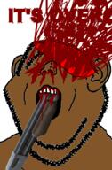 alternate blood brown_skin ear gore gun its_over merge no_eyes open_mouth shotgun soyjak stubble suicide text variant:impish_soyak_ears variant:ishish_soyak_ears // 590x900 // 155.2KB