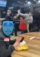 blue_skin calm chud_(boorufag) chud_(soybooru) closed_eyes closed_mouth featured fight hello_my_name_is_(sticker) irl_background meme meta namefag_drama namefags royal_albert soyjak subvariant:chudjak_front text variant:chudjak // 1242x1751 // 370.1KB