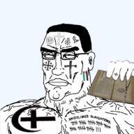 angry arab_christian arabic_caligraphy arabic_text background bible buff caligraphy chapter chirho christian_caligraphy christian_cross christian_identity christianity crescent cross crucifix english_text flag:palestine flag:palestine_(1938) glasses hand holding_object holy_bible jerusalem_cross lips nazarene nazarene_(symbol) palestine palestinian prayer_rope soyjak stare subvariant:perceptive_chud tattoo transparent_background variant:chudjak vein verse // 799x799 // 223.2KB