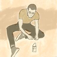 bottle closed_mouth clothes full_body glasses hair soy soyjak stubble text variant:unknown // 2048x2048 // 4.1MB