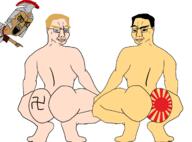 3soyjaks angry asian ass blond blue_eyes broly_culo brown_skin countrywar crying germany italy japan nazi_germany nazism open_mouth pointing queen_of_spades rising_sun roman rome smile smug soyjak variant:chudjak white_skin yellow_hair yellow_skin // 1693x1249 // 374.5KB