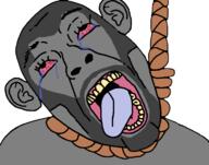 ack beard bloodshot_eyes crying ear gigachad grey_beard grey_skin hanging open_mouth rope soyjak suicide tongue variant:bernd yellow_teeth // 771x608 // 41.8KB