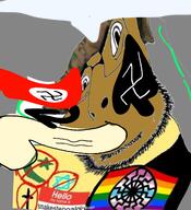 brown_skin distorted flag flag:femboy_pride_flag flag:lgbt_pride_flag glasses meta:op_is_a_shalala_for_not_adding_a_variant_tag namefag_drama namefags nazism penis poop slopjak snakestepoalgo-(user) sonnenrad stink_lines stinky stubble sucking_cock variant:cobson // 1732x1898 // 1.8MB