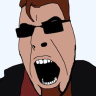 brown_hair clothes glasses goatee hair open_mouth postal postal_dude soyjak sunglasses variant:cobson video_game white_skin // 721x720 // 18.0KB