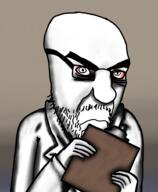 angry arm clipboard closed_mouth clothes coat doctor dr_soyokliks drawn_background glasses hand mustache soyjak stubble suit variant:kliksjak // 1536x1868 // 1.1MB