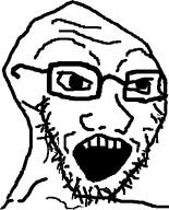 glasses hair open_mouth soyjak stubble teeth variant:soyak // 368x456 // 10.8KB