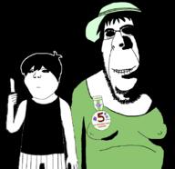 2soyjaks award biting_lip black_sclera crystal_cafe female glasses holding_knife holding_object knife omori soyjak stubble variant:cobson // 832x807 // 104.4KB