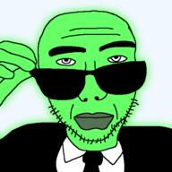 central_intelligence_agency closed_mouth clothes glasses glowie glowing glownigger green_skin hand holding_object necktie soyjak stubble suit variant:sobot // 548x548 // 52.8KB