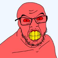 angry bloodshot_eyes grimace insane red_skin seething small_eyes teeth template variant:feraljak yellow_teeth // 1025x1025 // 27.7KB