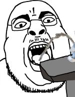 drinking fountain glasses mustache open_mouth soyjak stubble variant:chugsjak water // 1119x1431 // 603.6KB