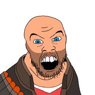 5_o_clock_shadow angry beard blue_eyes heavy_(tf2) team_fortress_2 teeth valve variant:feraljak vest video_game // 1500x1500 // 33.6KB
