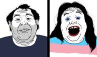 5_o_clock_shadow closed_mouth clothes double_chin ear earring hair long_hair makeup open_mouth soyjak stubble subvariant:alex tranny variant:alicia // 1214x720 // 45.1KB