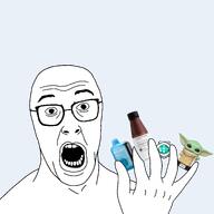 funko_pop glasses hand meta:archive_about_this_soyjak open_mouth soy soylent soylent_(cacao) surprised vape // 2000x2000 // 484.1KB