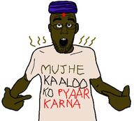 arm bindi brown_skin clothes ear glasses hand hat hindi_text indian open_mouth soyjak stubble text tshirt turban variant:shirtjak // 618x559 // 136.8KB