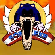 black_sclera friday_night_funkin' glasses open_mouth sonic.exe sonic_the_hedgehog soyjak stretched_mouth stubble variant:markiplier_soyjak // 500x500 // 247.9KB