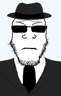 black_glasses clothes fedora serious soystapo suit variant:markiplier_soyjak // 1035x1627 // 135.8KB