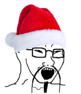 asian beard clothes glasses hat mustache open_mouth santa santa_hat small_eyes soyjak variant:soyak // 862x1000 // 270.7KB