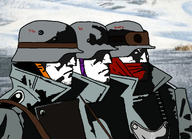 3soyjaks armor artist:dap_chhuon chain closed_mouth clothes coat dan epaulettes eyebrows frown helmet james lips looking_to_the_right meta:barely_a_soyjak military military_uniform nate no_glasses nose painting scarf shadow sky soybooru soyjak_party soyjak_wiki soysphere stahlhelm stubble text thrembo variant:unknown wehrmacht white_skin wrinkles // 1080x783 // 378.9KB