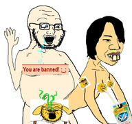 5soyjaks animal arm asian blue_eyes censored clothes crazed dog drool ear glasses hair hand janny open_mouth soy_milk soyjak stubble subvariant:soyak_(crazed) text variant:a24_slowburn_soyjak variant:soyak white_skin // 675x637 // 219.2KB