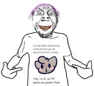 fnf_pedo furfag furry grin meta:raid purple_hair raid text tranny variant:bernd variant:shirtjak yellow_teeth ywnbaw // 618x559 // 127.4KB