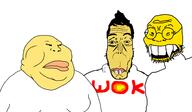 3soyjaks buck_teeth clothes glasses hair lips stubble subvariant:asiamutt subvariant:chinkmutt sweater text tshirt variant:markiplier_soyjak variant:meximutt variant:soykio_kid yellow_skin // 1904x1108 // 72.3KB