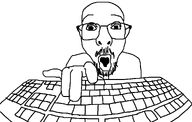 glasses hand keyboard open_mouth soyjak stubble template transparent_background typing variant:keyjak // 1024x653 // 53.5KB