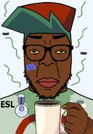 big_lips blue_hair coffee cup drink esl fnf_pedo friday_night_funkin' glasses hair hand holding_object map_(pedophile) neutralplier_award nigger pedophile red_hat redraw stubble subvariant:chudplier subvariant:redrawn_chudplier subvariant:redrawn_plier variant:chudjak variant:markiplier_soyjak // 900x1300 // 60.8KB
