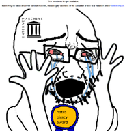 arm award bloodshot_eyes body crying eyebrows eyes glasses hand hands_up head internet_archive logo mouth_open piracy sad selfish_little_fuck stubble variant:cryboy_soyjak // 951x1000 // 300.0KB
