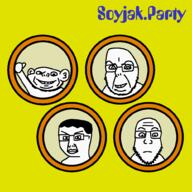 4soyjaks album_cover arm closed_mouth ear glasses hair hand music neutral open_mouth redraw smile soyjak soyjak_party stubble submarine subvariant:neutralplier text the_beatles thumbs_up variant:chudjak variant:cobson variant:impish_soyak_ears variant:markiplier_soyjak window yellow yellow_submarine // 1000x1000 // 72.2KB