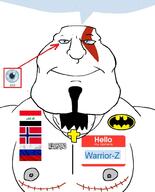 Warrior-Z(user) a10_eyes aryan batman batman_(series) beard blue_eyes bufff christian_cross christianity cross goatee god_of_war hello_my_name_is_(sticker) iraq kratos necklace norway pooner russia shahada smile soyjak speech_bubble speech_bubble_empty subvariant:mexiaryan subvariant:mexiaryan_front top_surgery video_game // 794x986 // 134.0KB