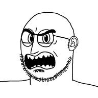 angry ear ear_surgery glasses hotdiggedydemon open_mouth soyjak stubble variant:cobson variant:weirdpenis // 900x900 // 27.4KB