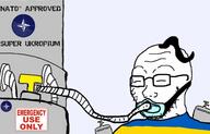 anesthesia closed_eyes closed_mouth copium country flag gas_cylinder gas_mask glasses hair nato oxygen_mask russo_ukrainian_war soyjak stubble text ukraine variant:soyak // 1400x900 // 596.0KB