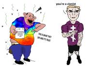 amerimutt arm blond blue_eyes buff byzantine clothes communism ear full_body hammer_and_sickle hand infrahaz infrared mutt orthodox_cross paper shoe star_of_david subvariant:chudjak_front subvariant:unbotheredchud text variant:chudjak vein yellow_hair zionist // 1880x1352 // 701.8KB