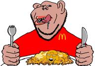 2soyjaks amerimutt brown_skin crying dog ear fork glasses hand hashbrown janny knife mcdonalds open_mouth stubble subvariant:impish_amerimutt variant:feraljak variant:impish_soyak_ears // 1456x1013 // 88.1KB