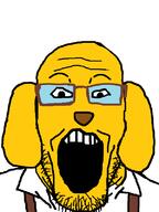 animal clothes dog ear first_janny_image glasses janny jannyplier markiplier open_mouth snout soyjak stubble thrembo variant:markiplier_soyjak yellow yellow_skin // 600x800 // 66.6KB