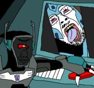 ack autobot black_skin bloodshot_eyes blurr_(transformers) button cartoon cartoon_network chud claws closed_mouth crushing crying dead decepticon drawn_background glasses grey_skin mustache open_mouth red_eyes robot shockwave_(animated) shockwave_(transformers) smirk soyjak stubble tongue transformers transformers_animated v-shaped_eyebrows variant:bernd variant:chudjak yellow_teeth // 768x719 // 66.6KB