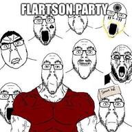 buff closed_mouth clothes deformed full_body glasses multiple_soyjaks mustache open_mouth queen_of_spades serious smile stubble text thick_eyebrows trend:aryan variant:chudjak variant:flartson // 500x500 // 60.4KB