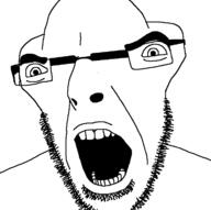 angry glasses open_mouth soyjak stubble variant:cobson // 722x720 // 34.0KB