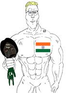 2soyjaks blond bloodshot_eyes blue_eyes closed_mouth flag:india flag:pakistan full_body glasses holding_object indiaryan looking_at_you nazism open_mouth penis piss stubble variant:cobbert vein // 1062x1487 // 75.1KB