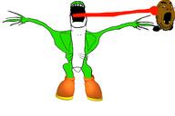 2soyjaks brown_skin clothes eating full_body glasses goomba green_skin imminent_death mario nintendo open_mouth shoe soyjak stubble subvariant:fingerboy tongue variant:a24_slowburn_soyjak variant:gapejak video_game yoshi // 1500x1000 // 177.9KB